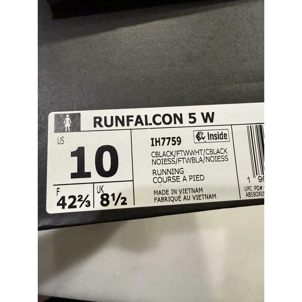 Adidas Runfalcon 5 W Running Shoes Women 10 Black‎ White IH7759 Cloudfoam Mesh